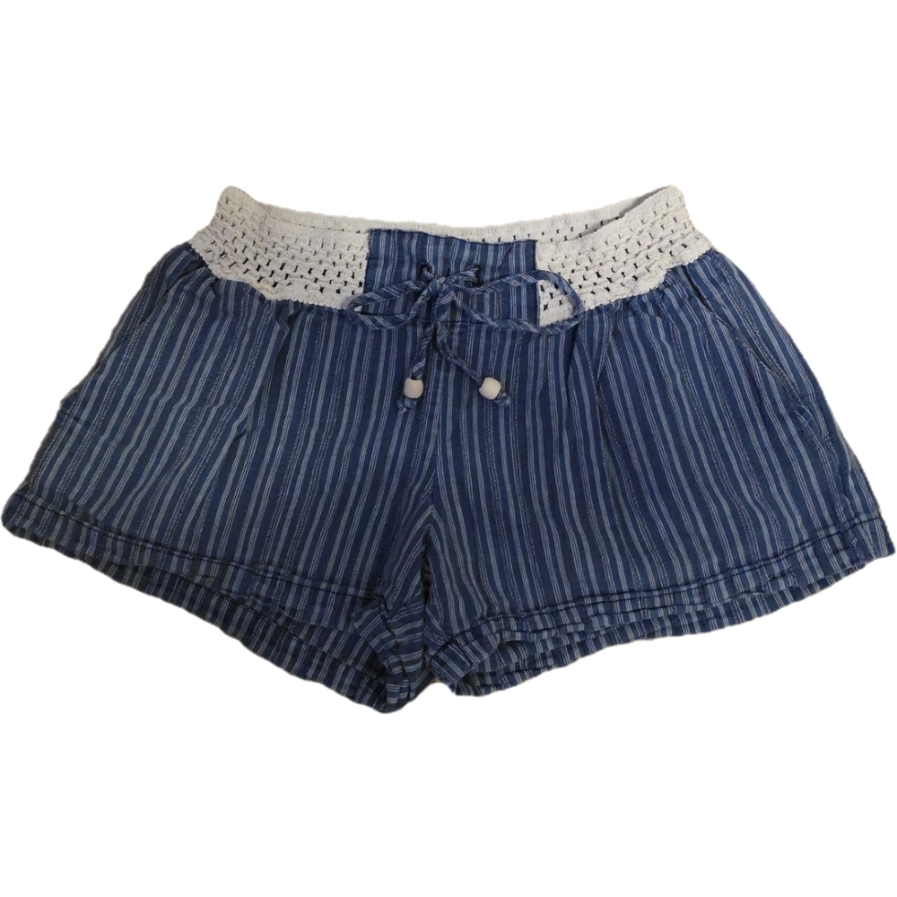 High Waist Blue and White Shorts